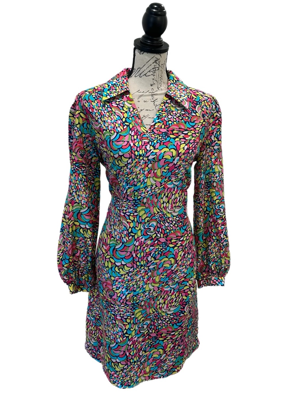 Lilly Pulitzer 100% Silk Shaunna Shift Dress in Booty Caw Print Sz 10 Good Cond.